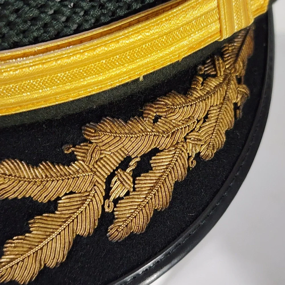 VTG Art Caps New York Military Service Cap Green Wool Gold Bullion Visor Vietnam
